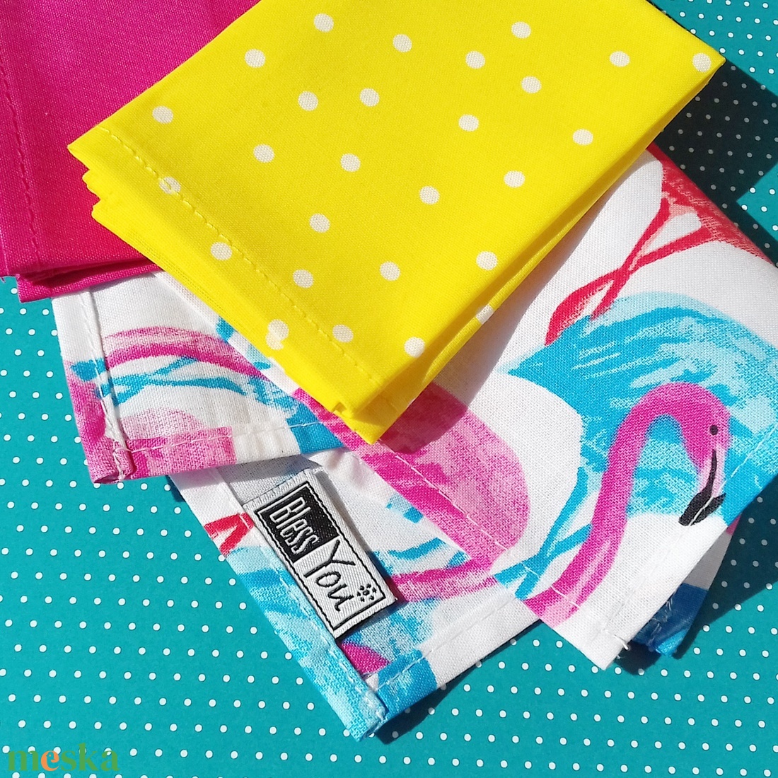Nyári flamingós puha vidám textilzsebkendő - szépségápolás - textil zsebkendő - Meska.hu