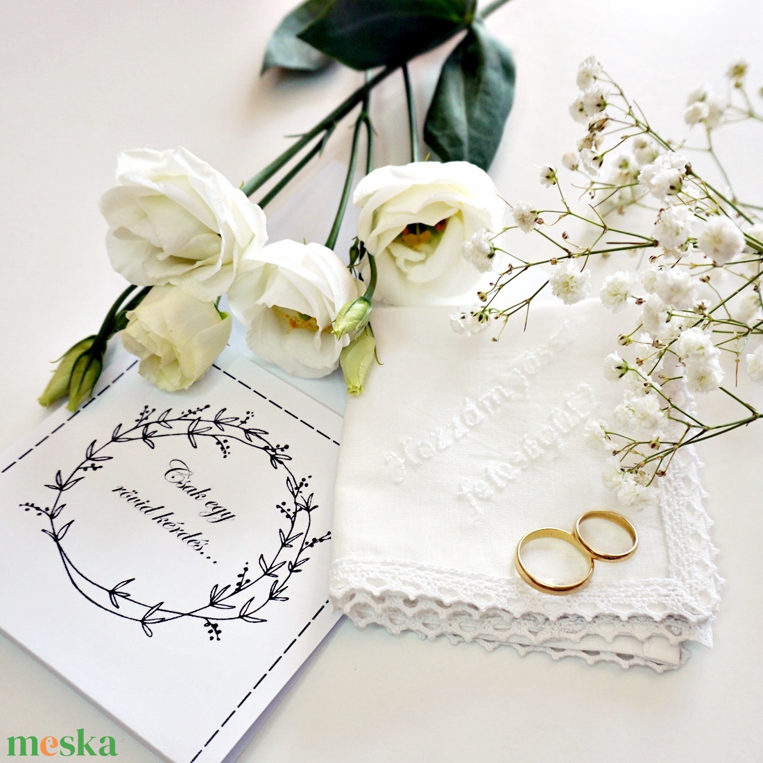Hozzám jössz feleségül? Lánykérő ajándék - hímzett csipkés zsebkendő - esküvő - kiegészítők - gyűrűtartó & gyűrűpárna - Meska.hu