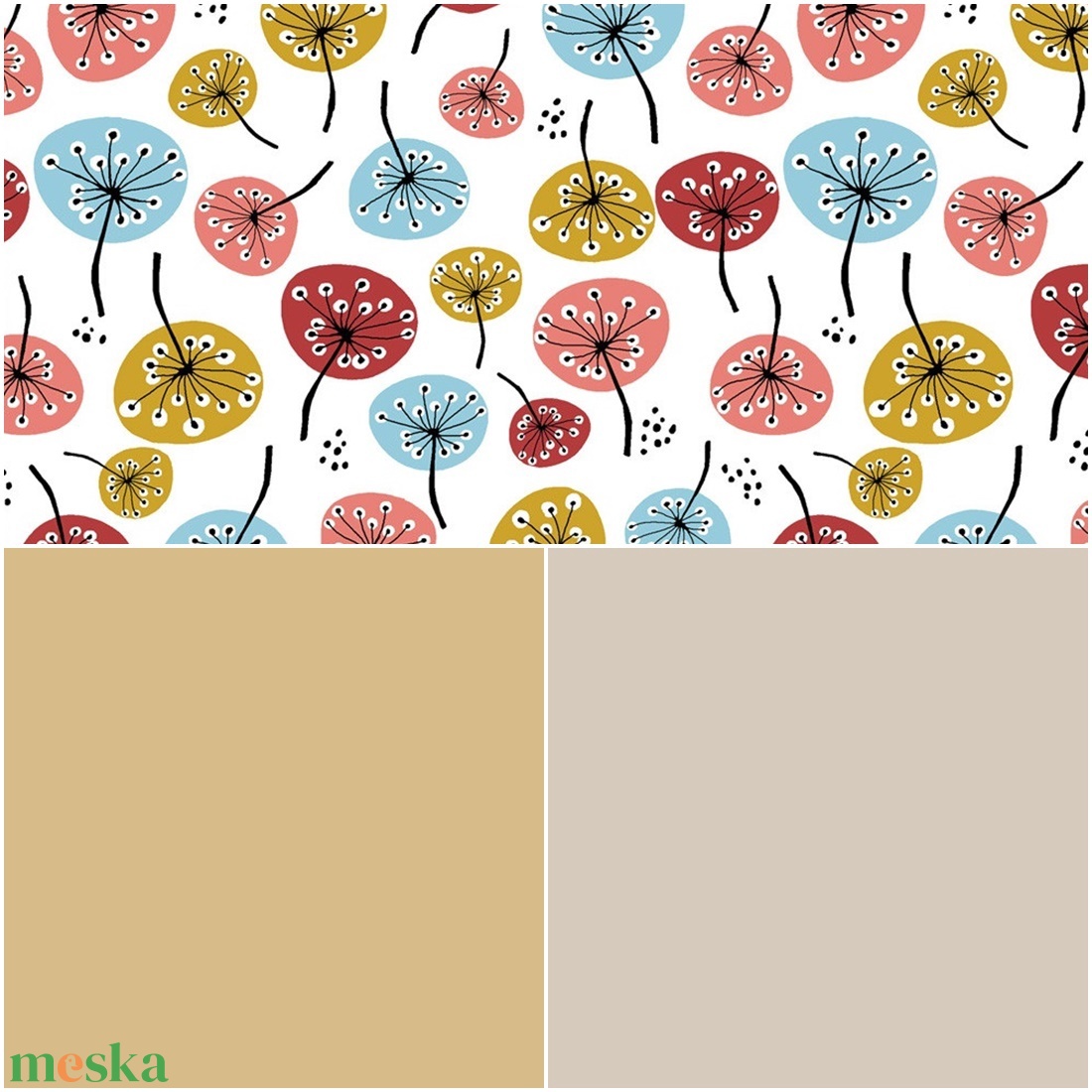 GOTS Biopamut textilzsebkendő ŐSZ színtípusoknak - pitypang mintával, fáradt sárga és bézs színben - szépségápolás - kozmetikai ajándékcsomag - Meska.hu