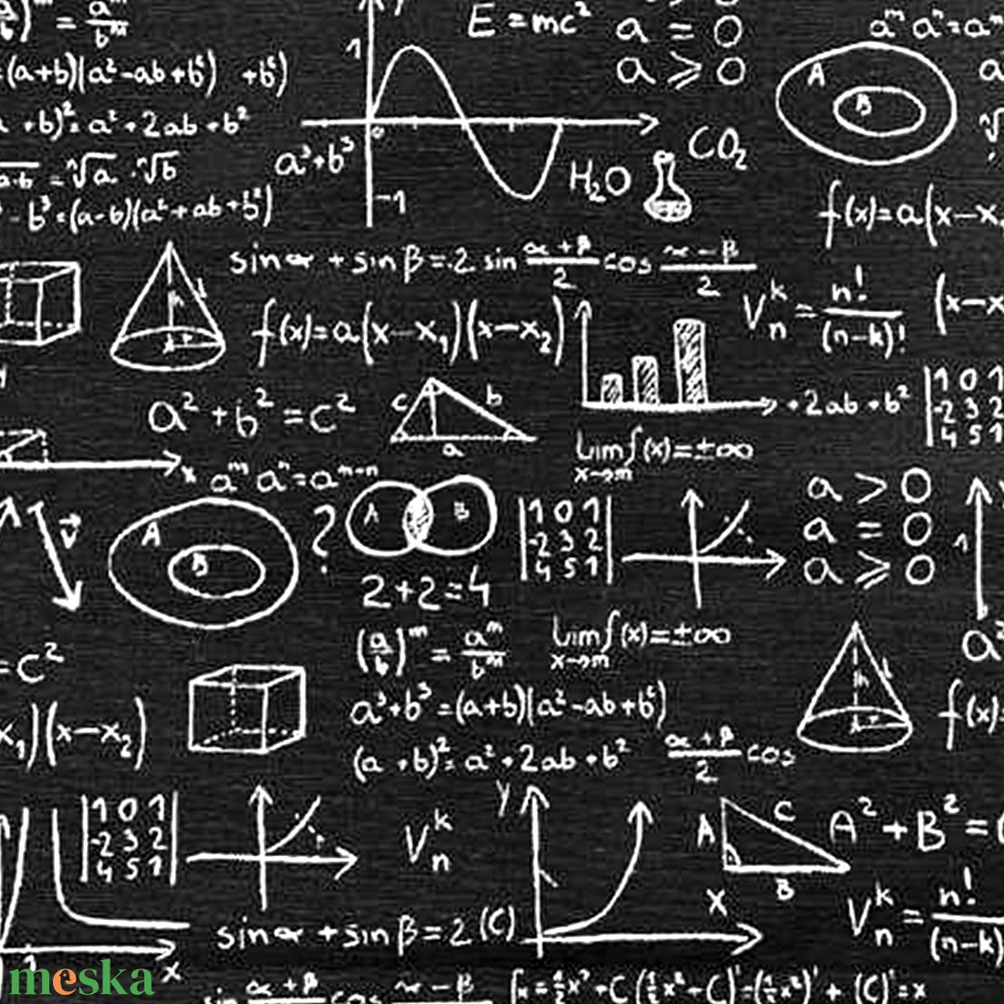 Matematika tanároknak, pedagógusoknak ajándék - matek mintás újraszalvéta - fekete, foltmentes belső réteggel - táska & tok - uzsonna- & ebéd tartó - szendvics csomagoló - Meska.hu
