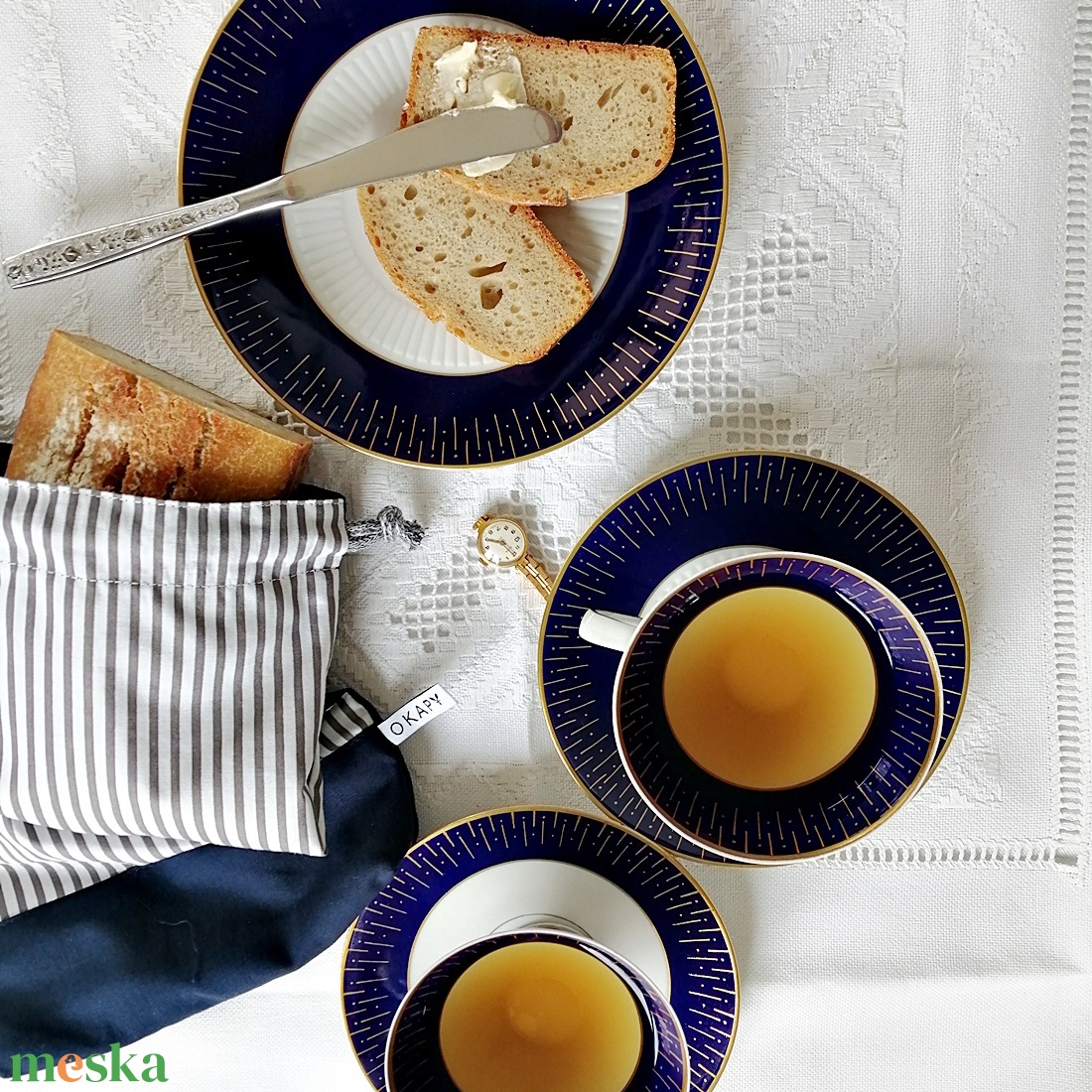 Iskolai tisztasági csomag - szürke csíkos / kék, vízálló PUL béléssel, iskolaszer / óvodai kellék - játék & sport - ovis felszerelés - ovis zsák - Meska.hu