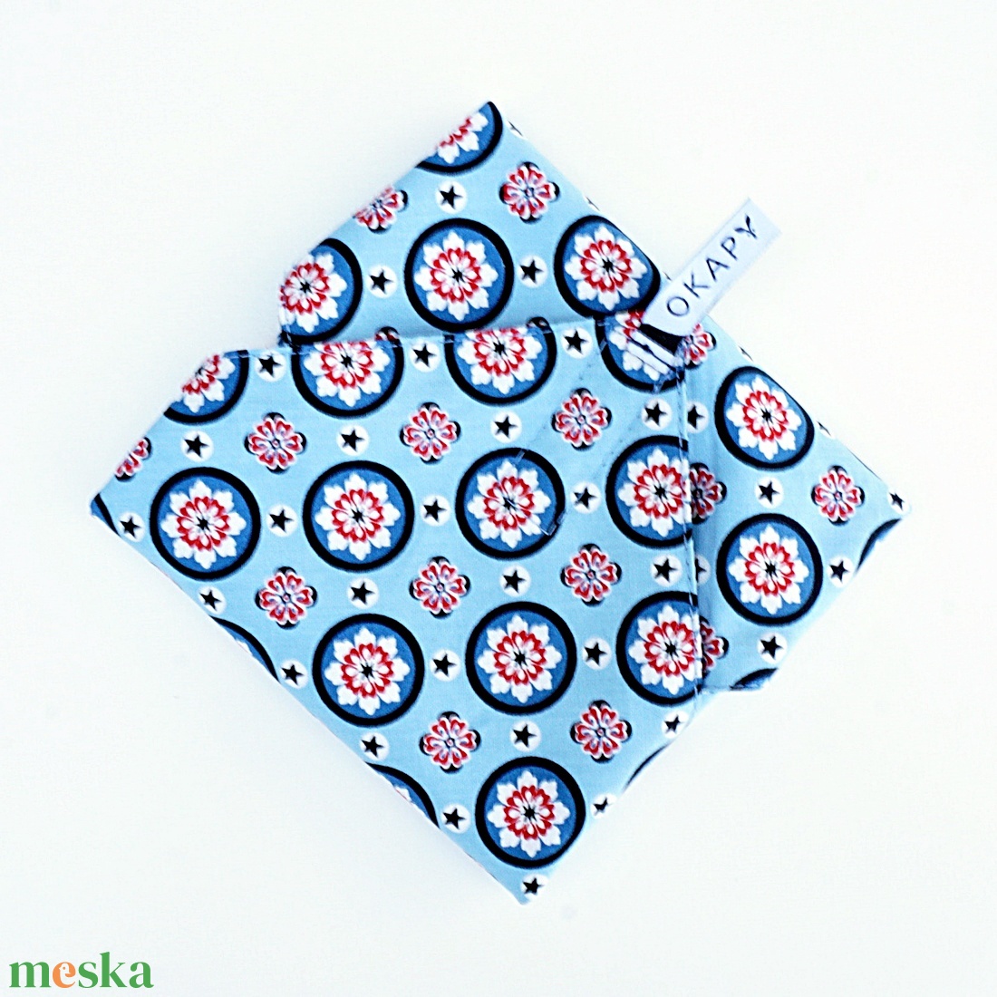 Mandala újraszalvéta, fekete PUL belsővel, szendvics csomagolására - táska & tok - uzsonna- & ebéd tartó - szendvics csomagoló - Meska.hu