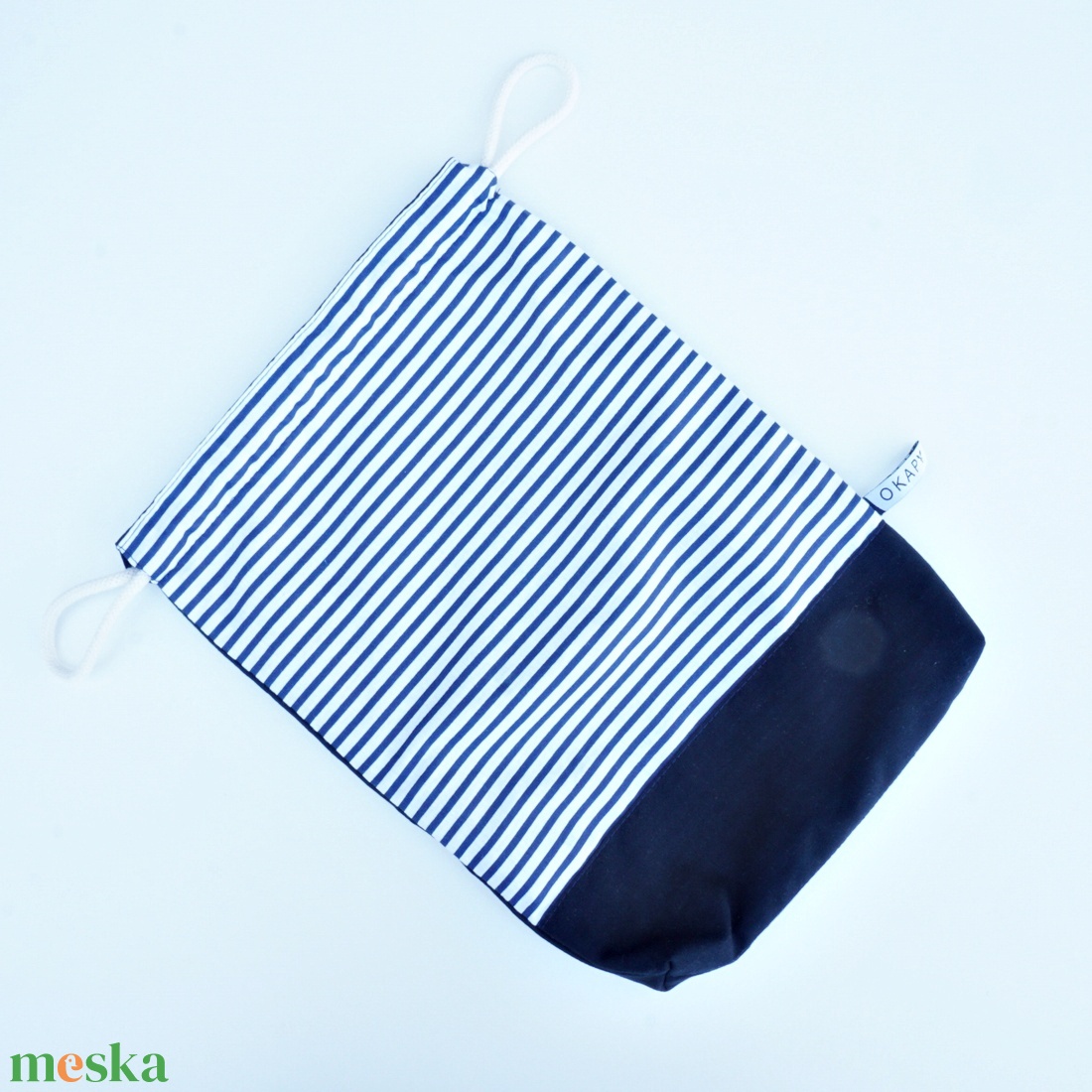 Tengerész csíkos tisztasági zsák, csomag - tanszer - vízálló PUL béléssel, óvodai kellék - táska & tok - hátizsák - iskolatáska - Meska.hu