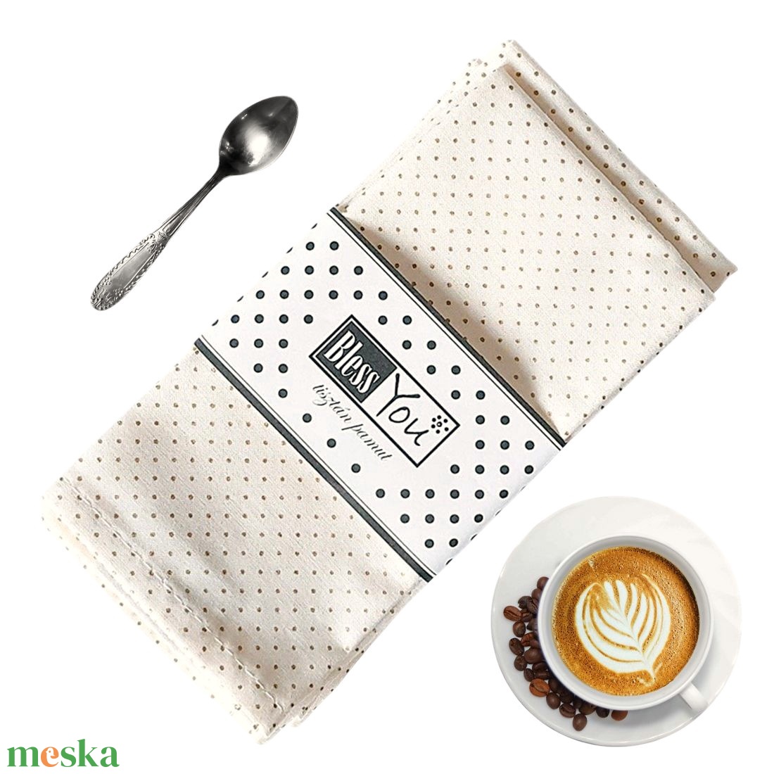 Arany pöttyös szalvéta, pamut - 33 cm, 2 db / pár - otthon & életmód - konyhafelszerelés, tálalás - konyhai textil - szalvéta - Meska.hu