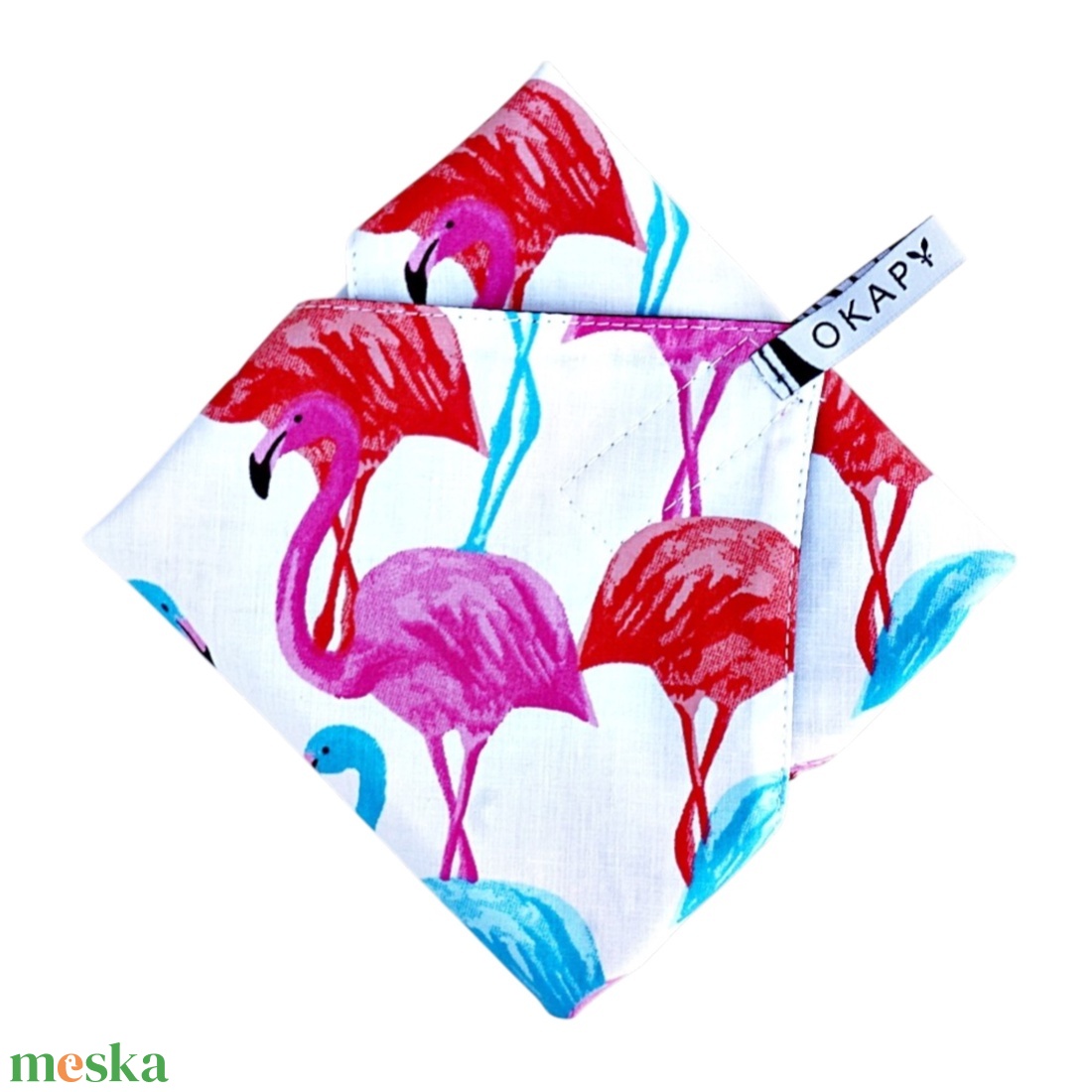 Újraszalvéta, szendvics csomagoló - flamingó, 28 cm nagy méret - táska & tok - uzsonna- & ebéd tartó - szendvics csomagoló - Meska.hu