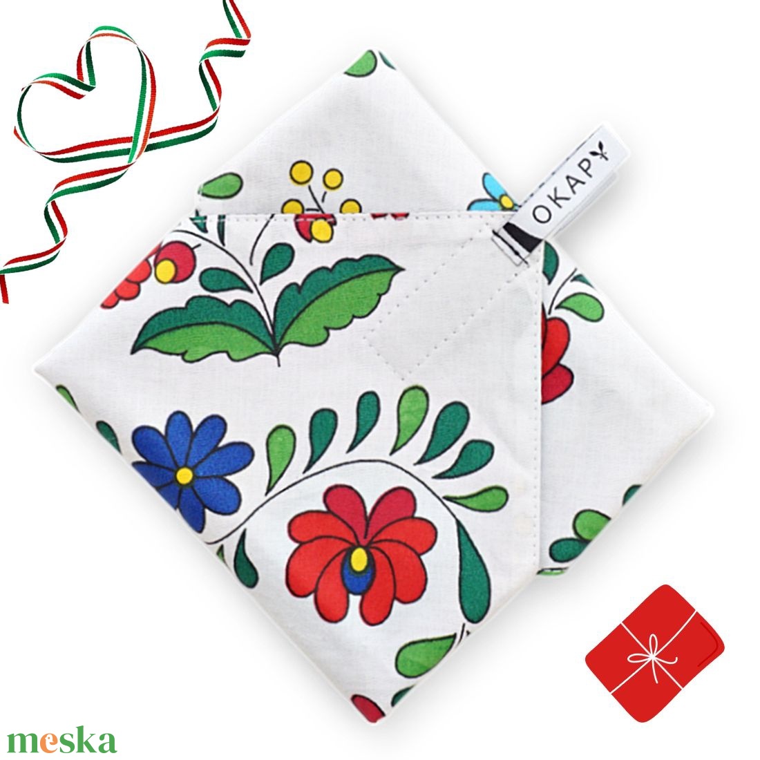 Újraszalvéta, szendvics csomagoló - népi, 28 cm nagy méret - táska & tok - uzsonna- & ebéd tartó - szendvics csomagoló - Meska.hu