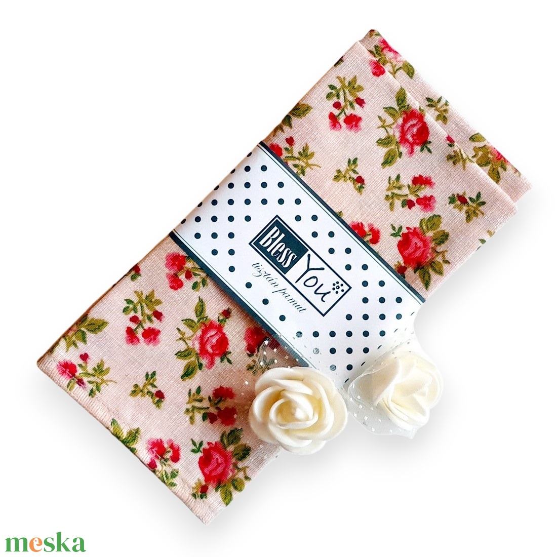 Rózsás pamutszalvéta nőknek - otthon & életmód - konyhafelszerelés, tálalás - konyhai textil - szalvéta - Meska.hu