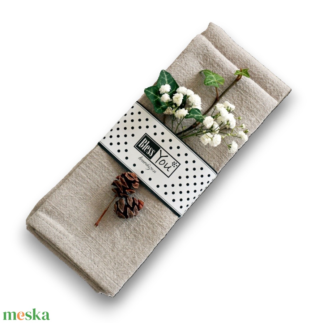 Lenvászon szalvéta, bézs natúr - 40 cm, 2 db / pár - otthon & életmód - konyhafelszerelés, tálalás - konyhai textil - szalvéta - Meska.hu