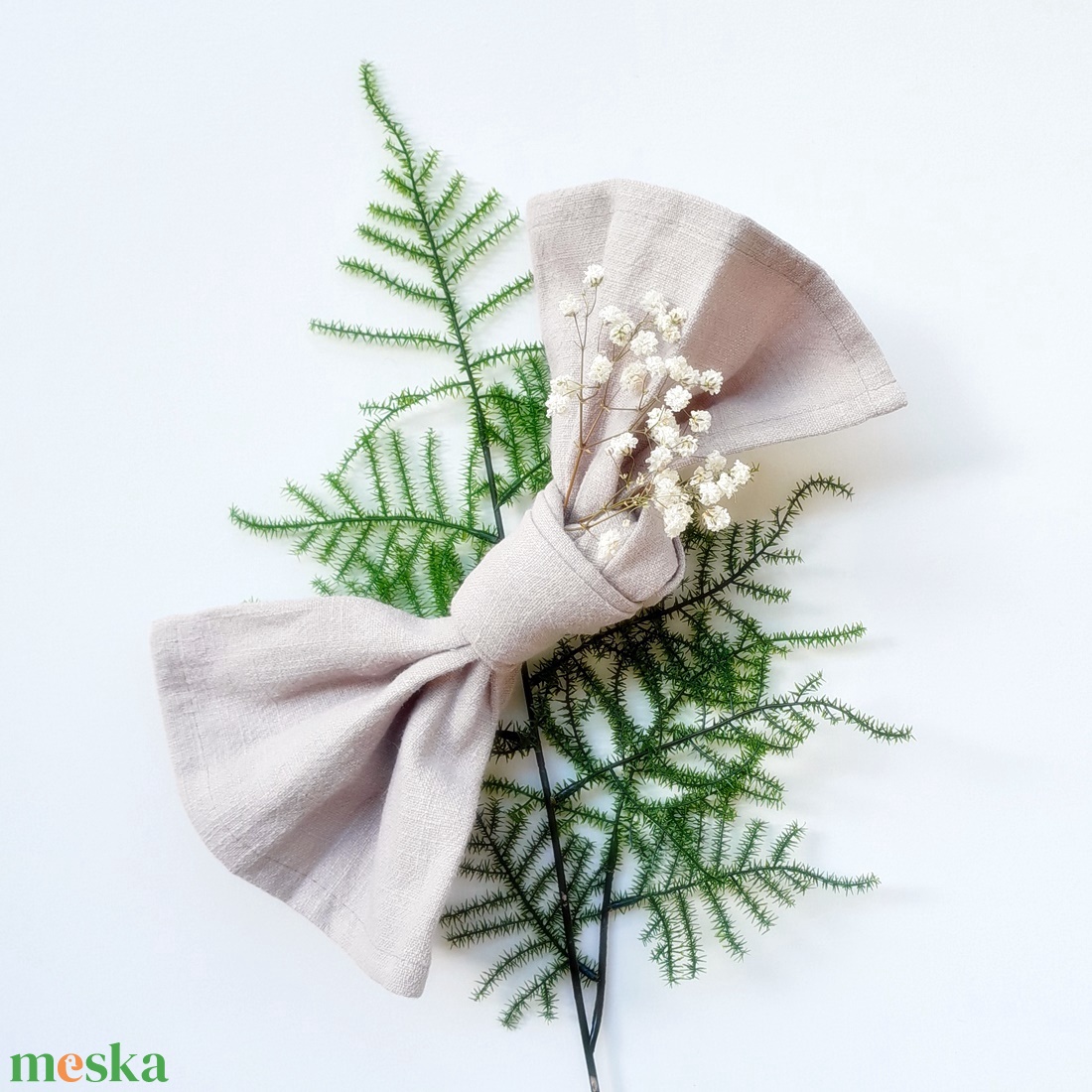 Lenvászon szalvéta, bézs natúr - 40 cm, 2 db / pár - otthon & életmód - konyhafelszerelés, tálalás - konyhai textil - szalvéta - Meska.hu