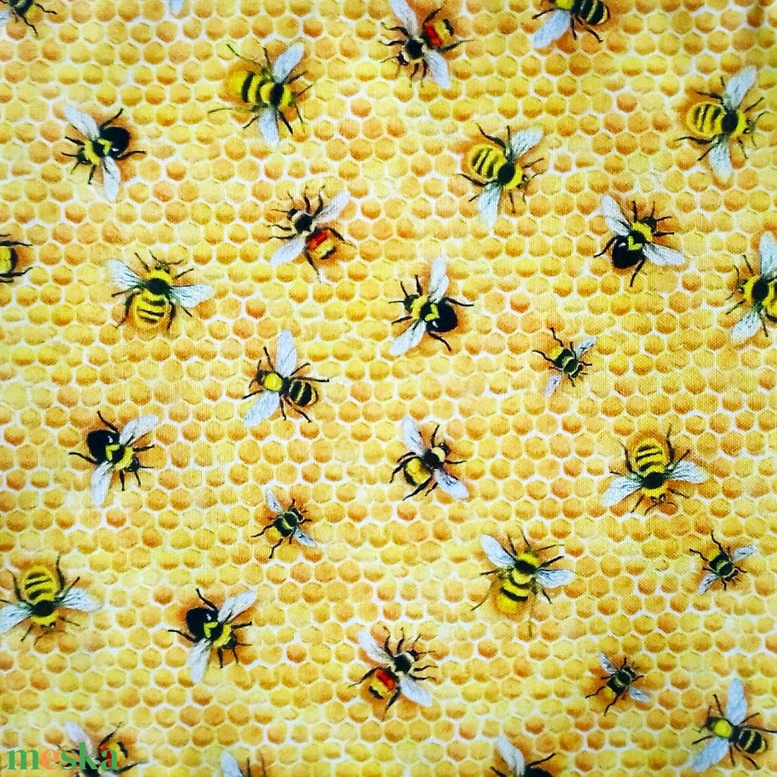 Bees méhes textilzsebkendő - méhecskés - szépségápolás - textil zsebkendő - Meska.hu