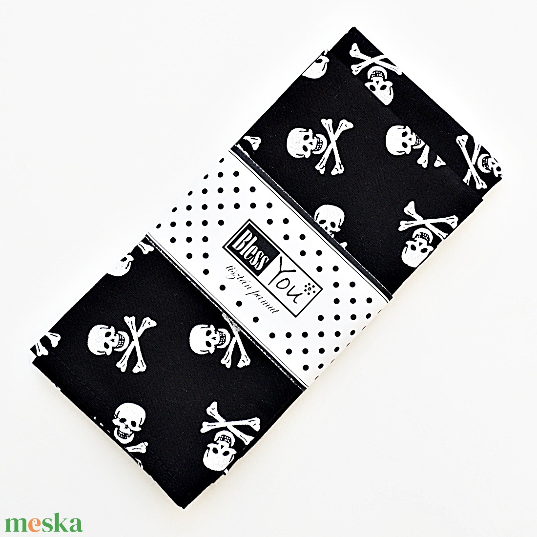 Pamut szalvéta, halálfej / fekete - 33 cm, 2 db / pár - otthon & életmód - dekoráció - halloween - halloweeni dekoráció - Meska.hu
