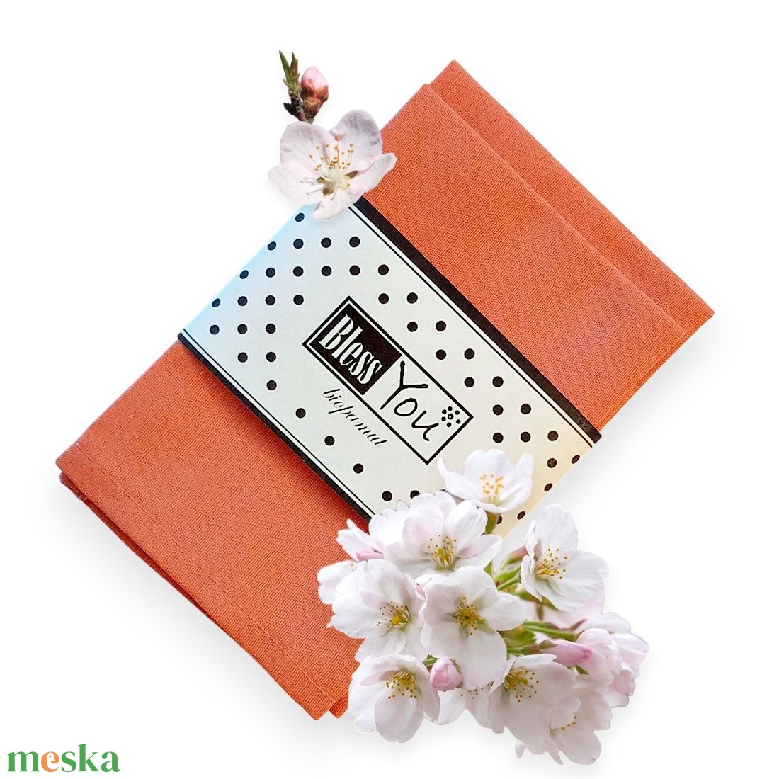 Biopamut szalvéta, barack rózsaszín - 20 cm, 2 db / pár - otthon & életmód - konyhafelszerelés, tálalás - konyhai textil - szalvéta - Meska.hu