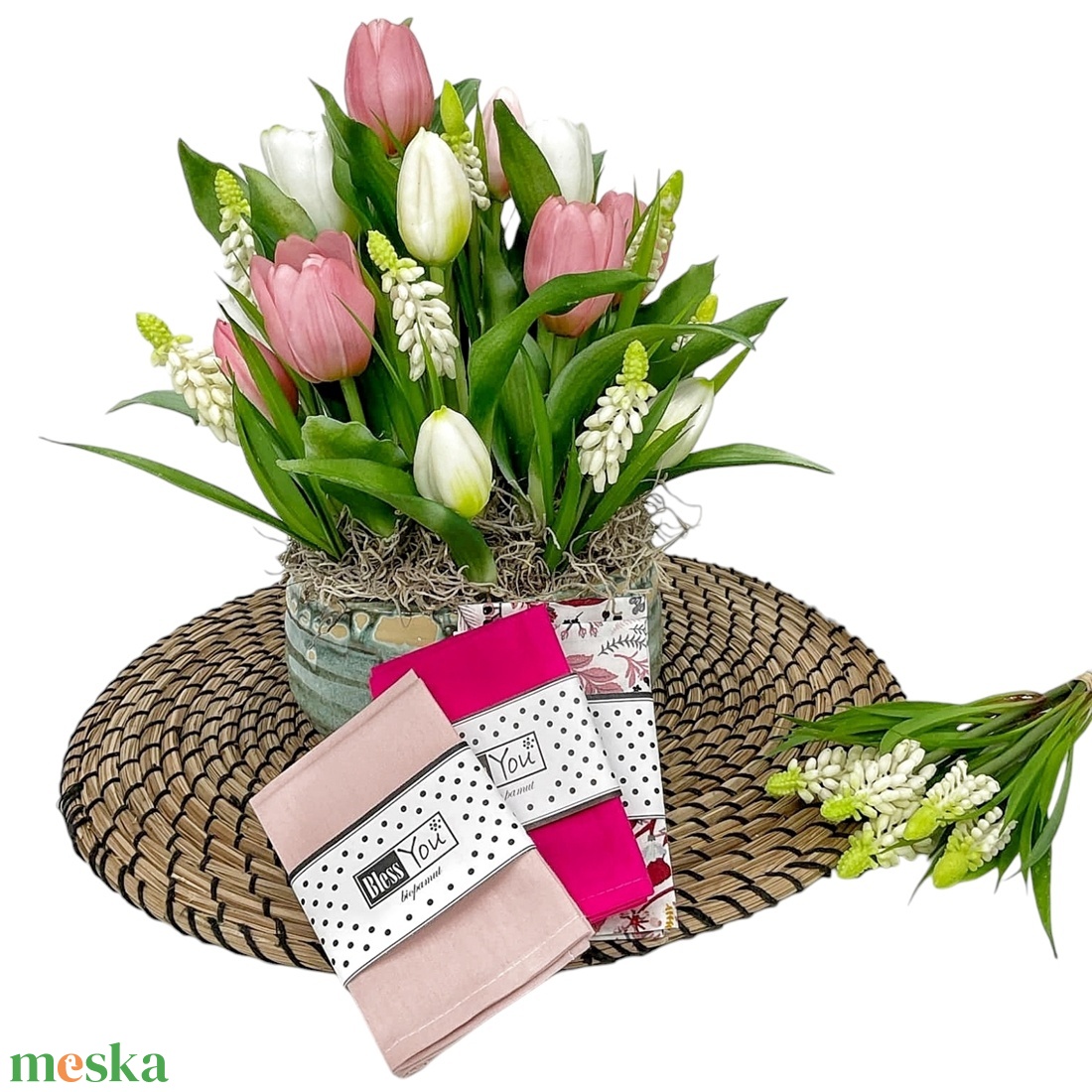 Biopamut szalvéta, púder rózsaszín - 20 cm, 2 db / pár - otthon & életmód - konyhafelszerelés, tálalás - konyhai textil - szalvéta - Meska.hu