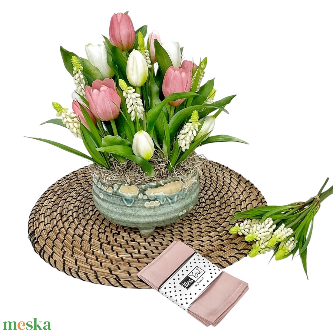 Biopamut szalvéta, púder rózsaszín - 20 cm, 2 db / pár - otthon & életmód - konyhafelszerelés, tálalás - konyhai textil - szalvéta - Meska.hu