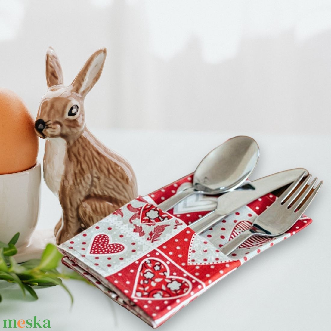 Piros szíves szalvéta, pamut - 33 cm, 2 db / pár - otthon & életmód - konyhafelszerelés, tálalás - konyhai textil - szalvéta - Meska.hu