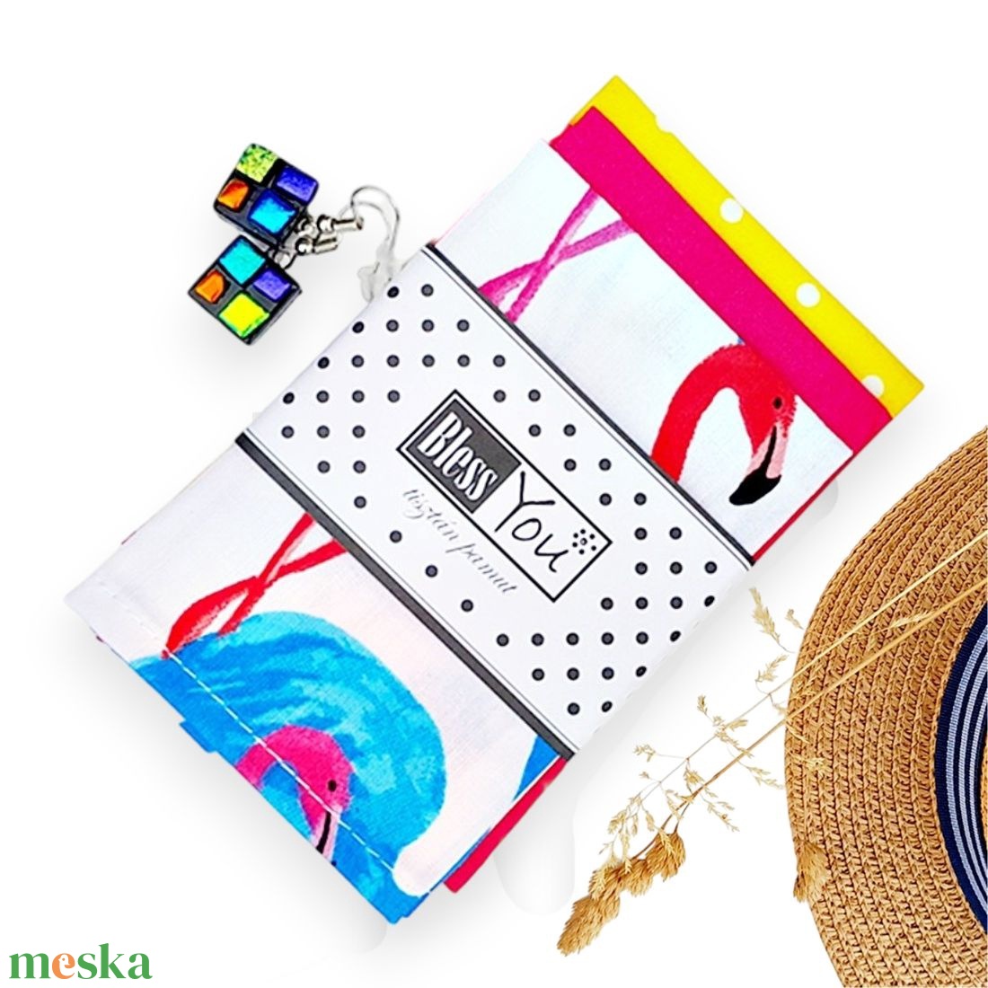 Nyári flamingós puha vidám textilzsebkendő - szépségápolás - textil zsebkendő - Meska.hu