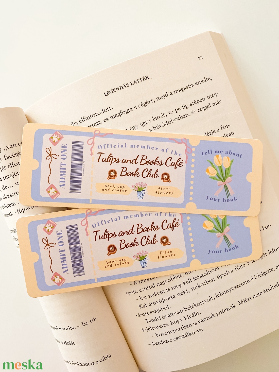 Tulips and Books CAFÉ - Book Club - könyvjelző - könyv & zene - könyvjelző - Meska.hu