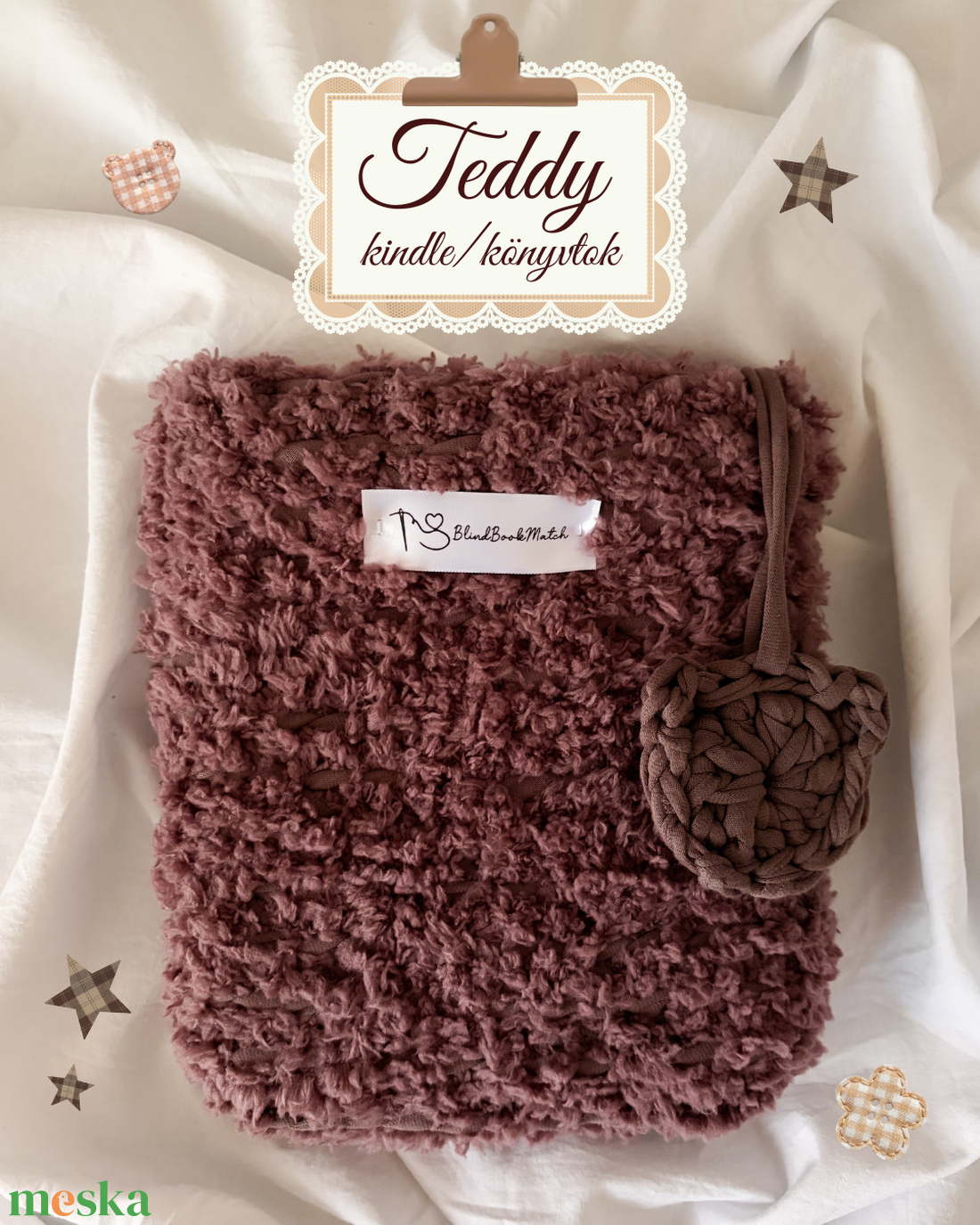 Teddy - Horgolt könyv/kindle tok - könyv & zene - könyvtok - Meska.hu