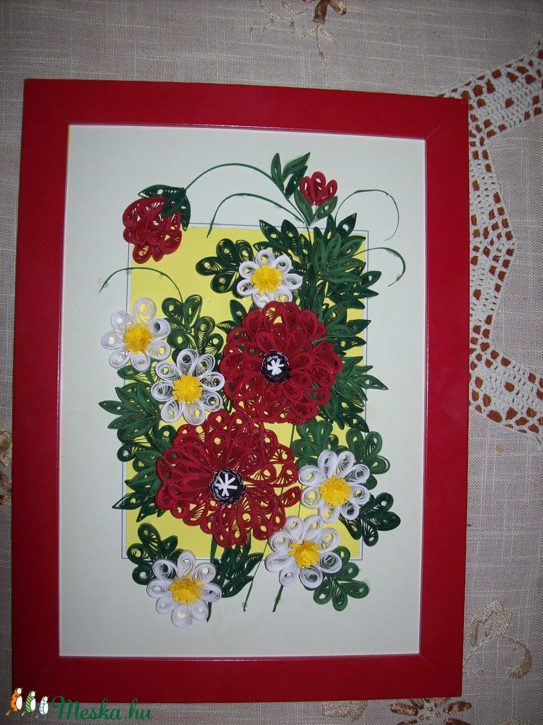 Pipacs margarétával - A4-es méret quilling technikával -  - Meska.hu