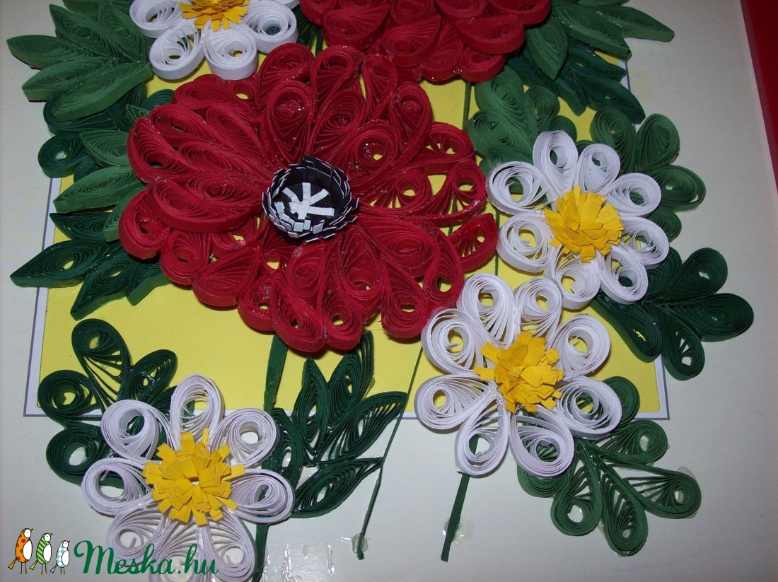 Pipacs margarétával - A4-es méret quilling technikával -  - Meska.hu