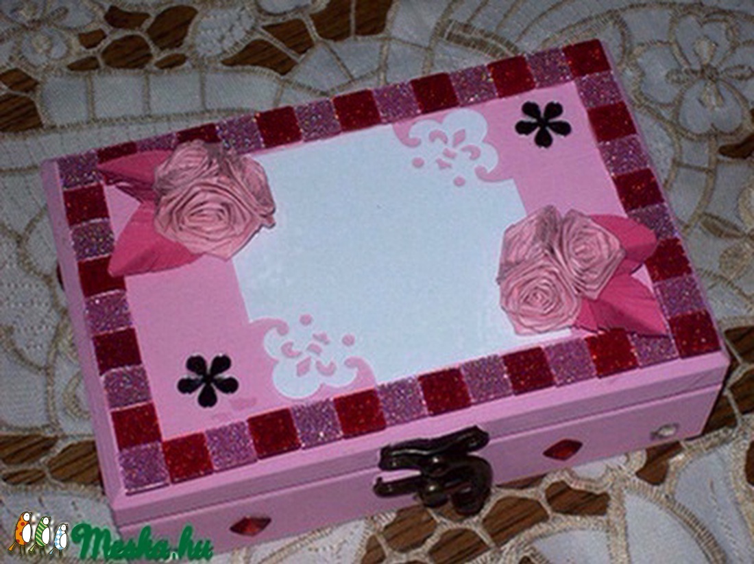 Kesresztelő ládika kislánynak 10x15x4,5 cm -  - Meska.hu