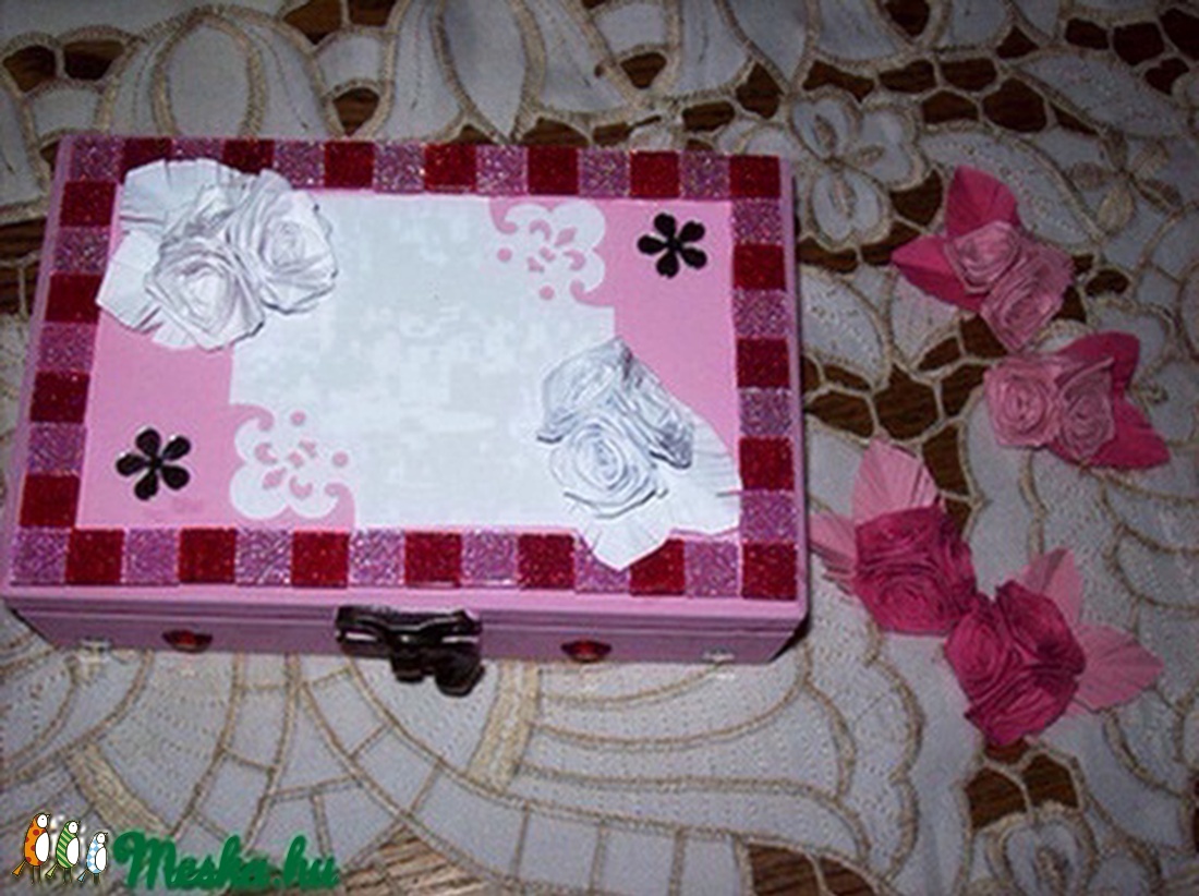 Kesresztelő ládika kislánynak 10x15x4,5 cm -  - Meska.hu