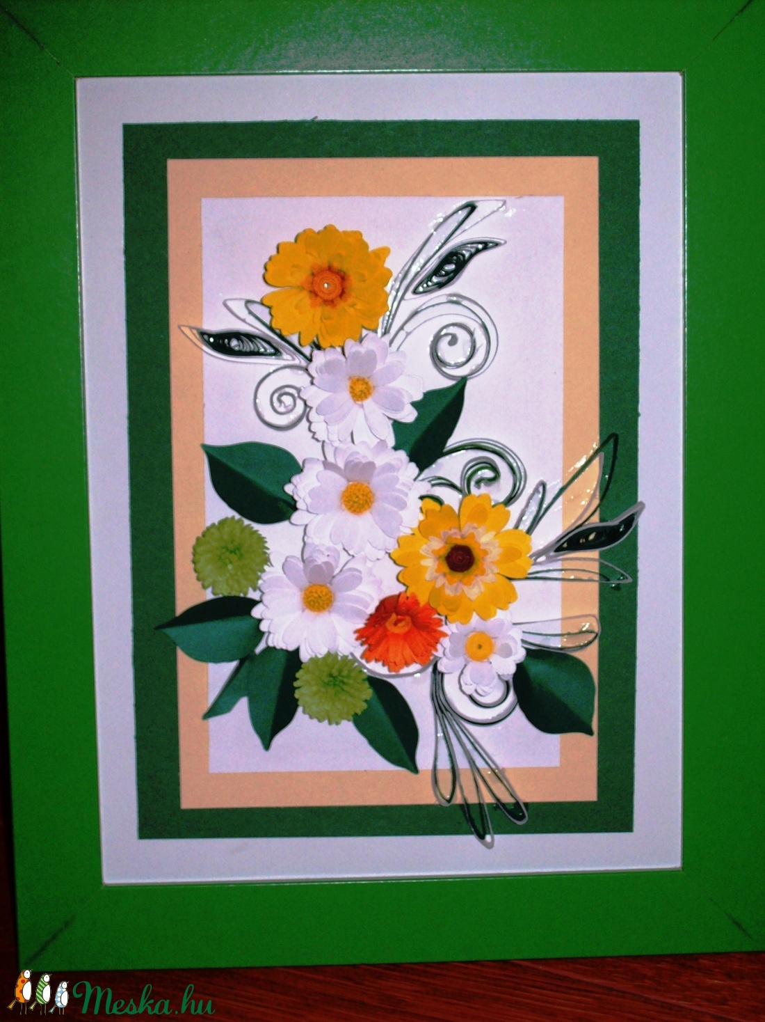 Margaréta gerberával - kép quilling technikával -  - Meska.hu