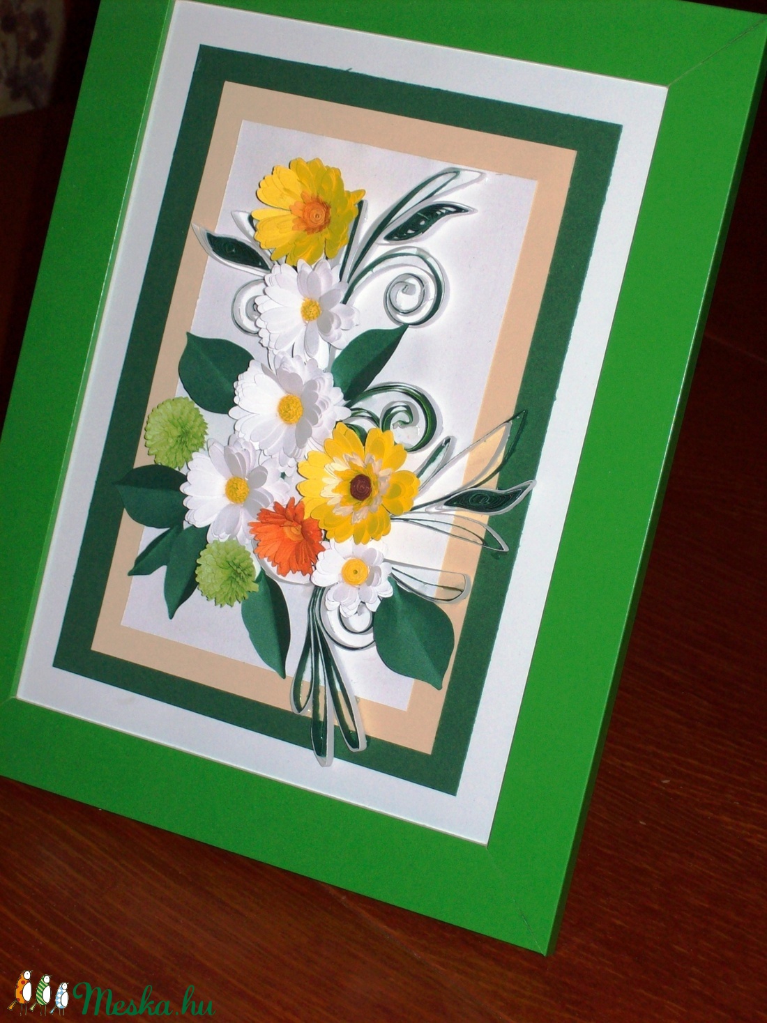 Margaréta gerberával - kép quilling technikával -  - Meska.hu