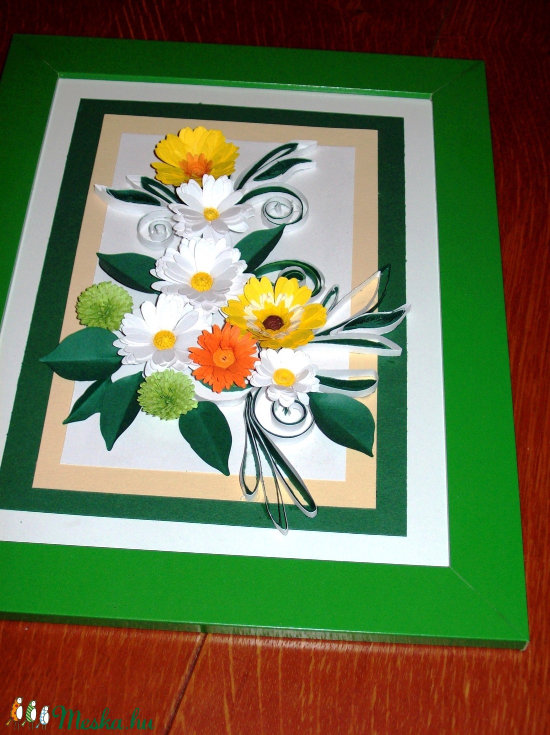 Margaréta gerberával - kép quilling technikával -  - Meska.hu