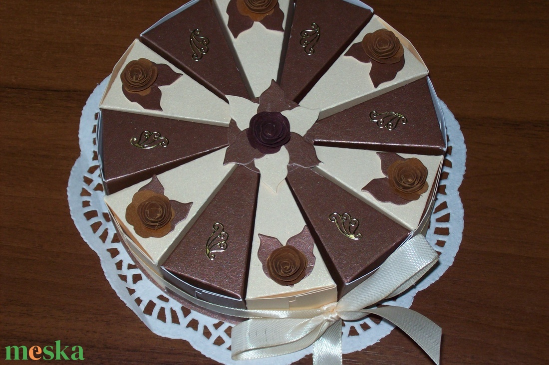 Pénzajándék átadó torta - csoki-vanília, mini - otthon & életmód - papír, írószer - ajándékozás kellékei - papírtorta - Meska.hu Pénzajándék átadó torta - csoki-vanília, mini - otthon & életmód - papír, írószer - ajándékozás kellékei - papírtorta - Meska.hu