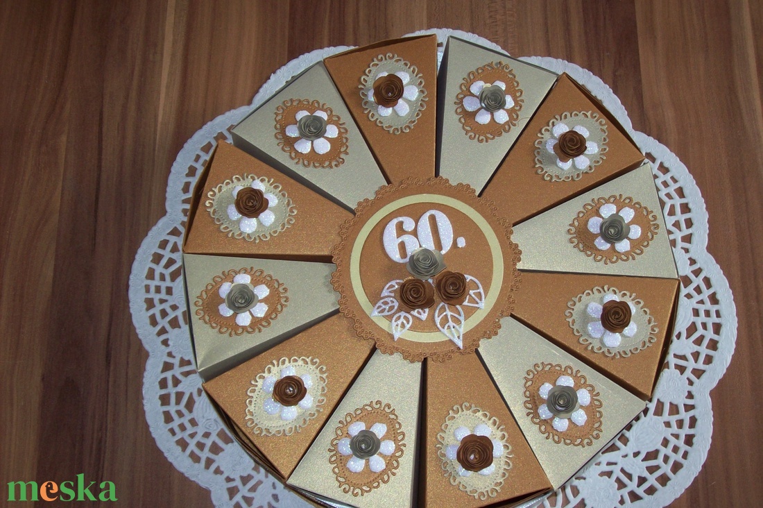 Pénzajándék átadó torta - arany árnyalatokban, nagy - otthon & életmód - papír, írószer - ajándékozás kellékei - papírtorta - Meska.hu Pénzajándék átadó torta - arany árnyalatokban, nagy - otthon & életmód - papír, írószer - ajándékozás kellékei - papírtorta - Meska.hu