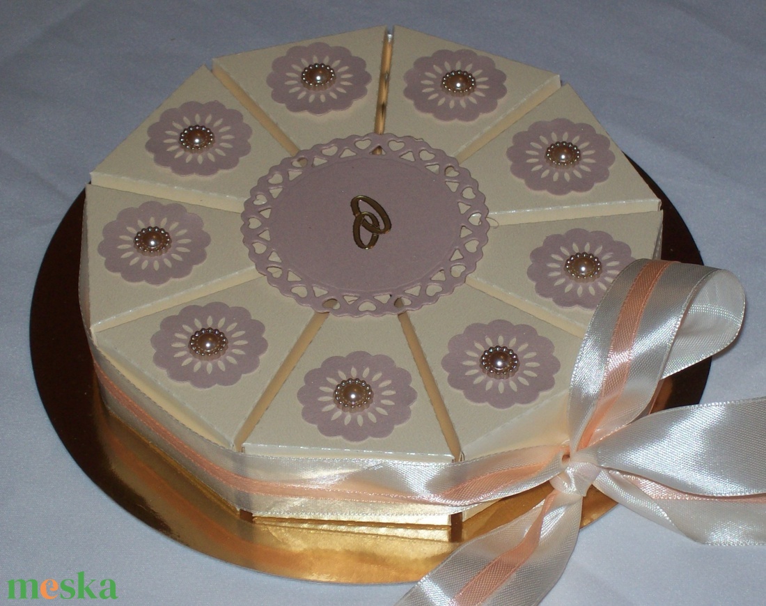 Pénzajándék átadó torta- krém-púder, mini - esküvő - emlék & ajándék - nászajándék - Meska.hu