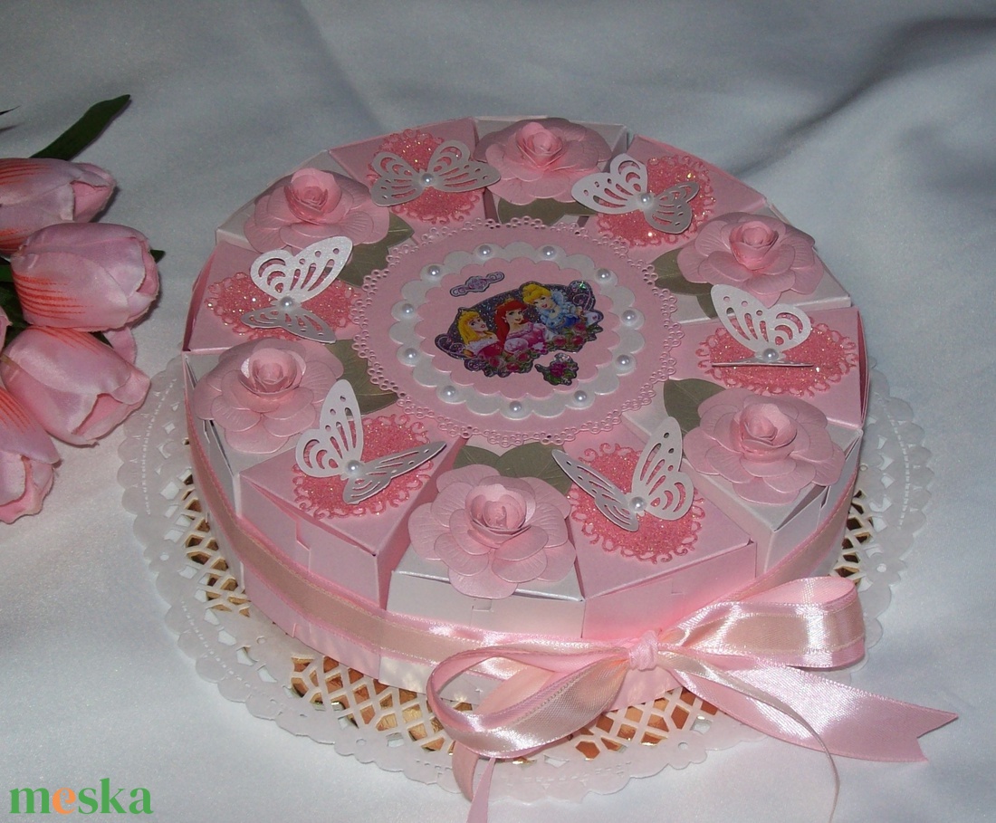 Ovis kínáló torta- rózsaszín-barack-pink, Disney hercegnős - esküvő - emlék & ajándék - nászajándék - pénzátadó boríték, kártya - Meska.hu