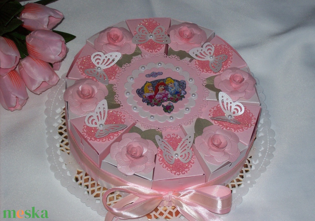 Ovis kínáló torta- rózsaszín-barack-pink, Disney hercegnős - esküvő - emlék & ajándék - nászajándék - pénzátadó boríték, kártya - Meska.hu