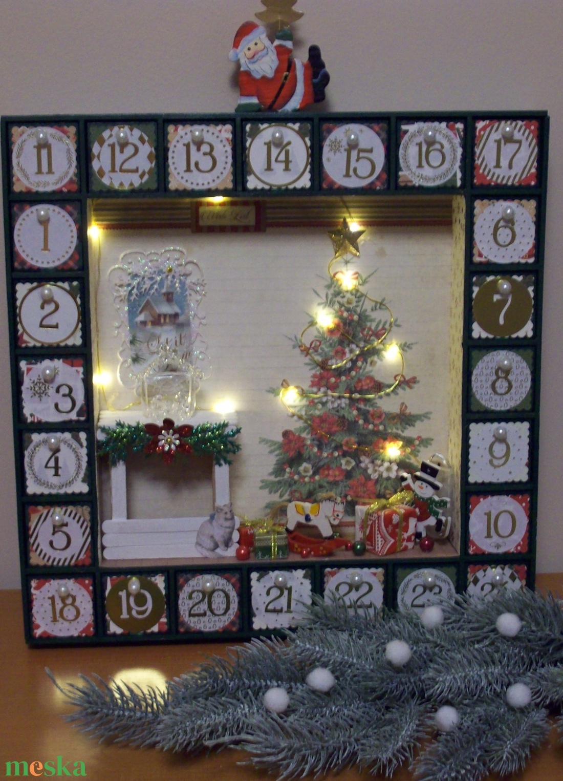 Adventi kalendárium- karácsonyi szobabelső  - karácsony - adventi díszek - adventi naptár - Meska.hu
