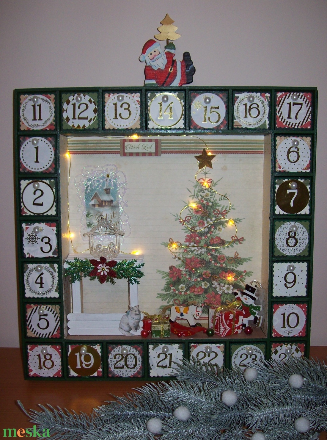 Adventi kalendárium- karácsonyi szobabelső  - karácsony - adventi díszek - adventi naptár - Meska.hu