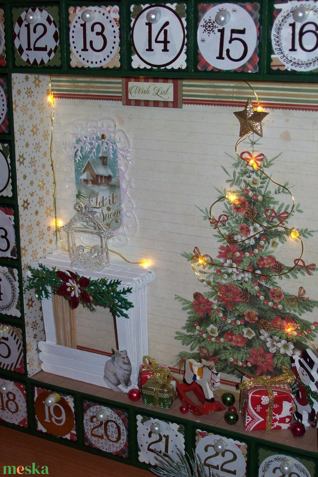 Adventi kalendárium- karácsonyi szobabelső  - karácsony - adventi díszek - adventi naptár - Meska.hu