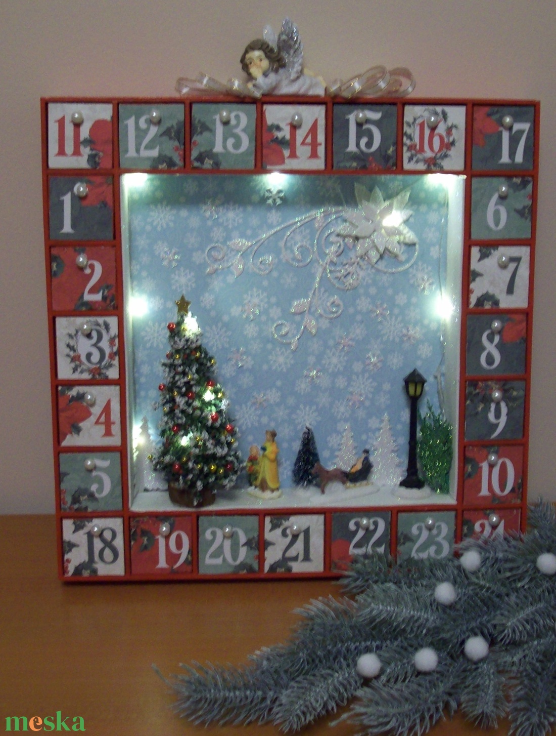 Adventi kalendárium - Esti séta  a  parkban - karácsony - adventi díszek - adventi naptár - Meska.hu