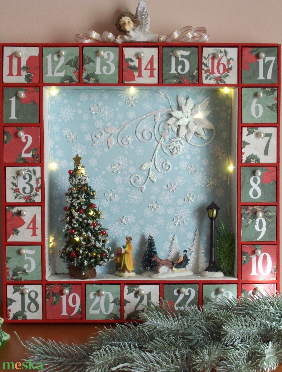 Adventi kalendárium - Esti séta  a  parkban - karácsony - adventi díszek - adventi naptár - Meska.hu