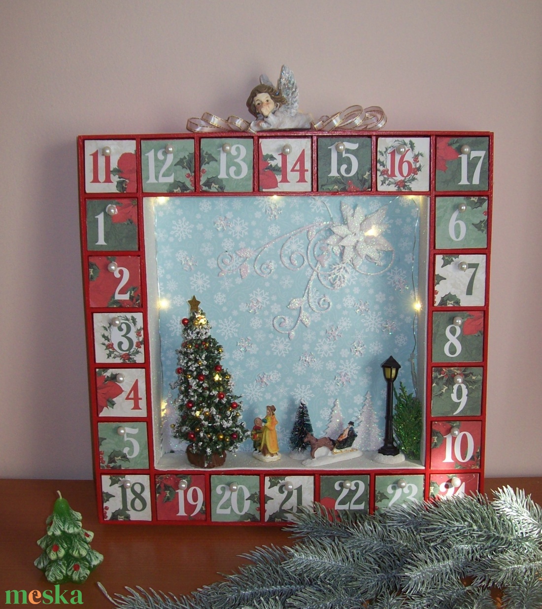 Adventi kalendárium - Esti séta  a  parkban - karácsony - adventi díszek - adventi naptár - Meska.hu