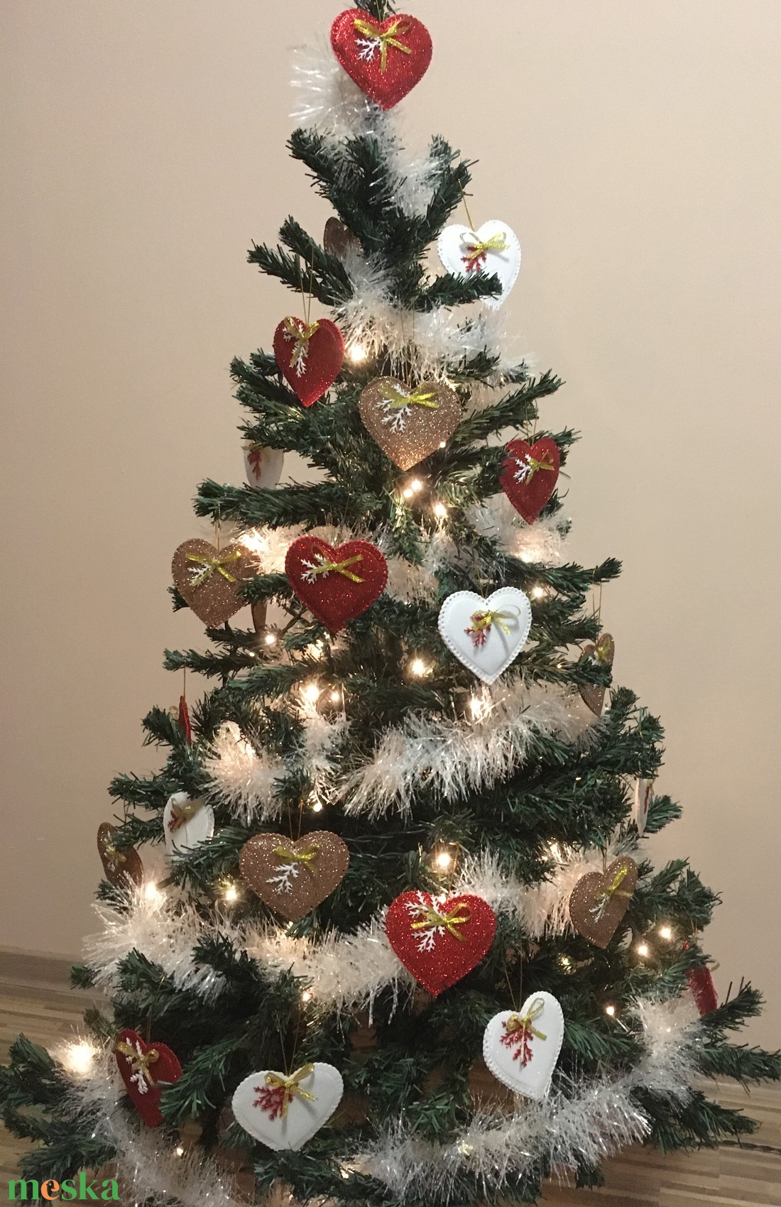 Mézeskalács szív- szettben - karácsony - karácsonyi lakásdekoráció - karácsonyfadíszek - Meska.hu