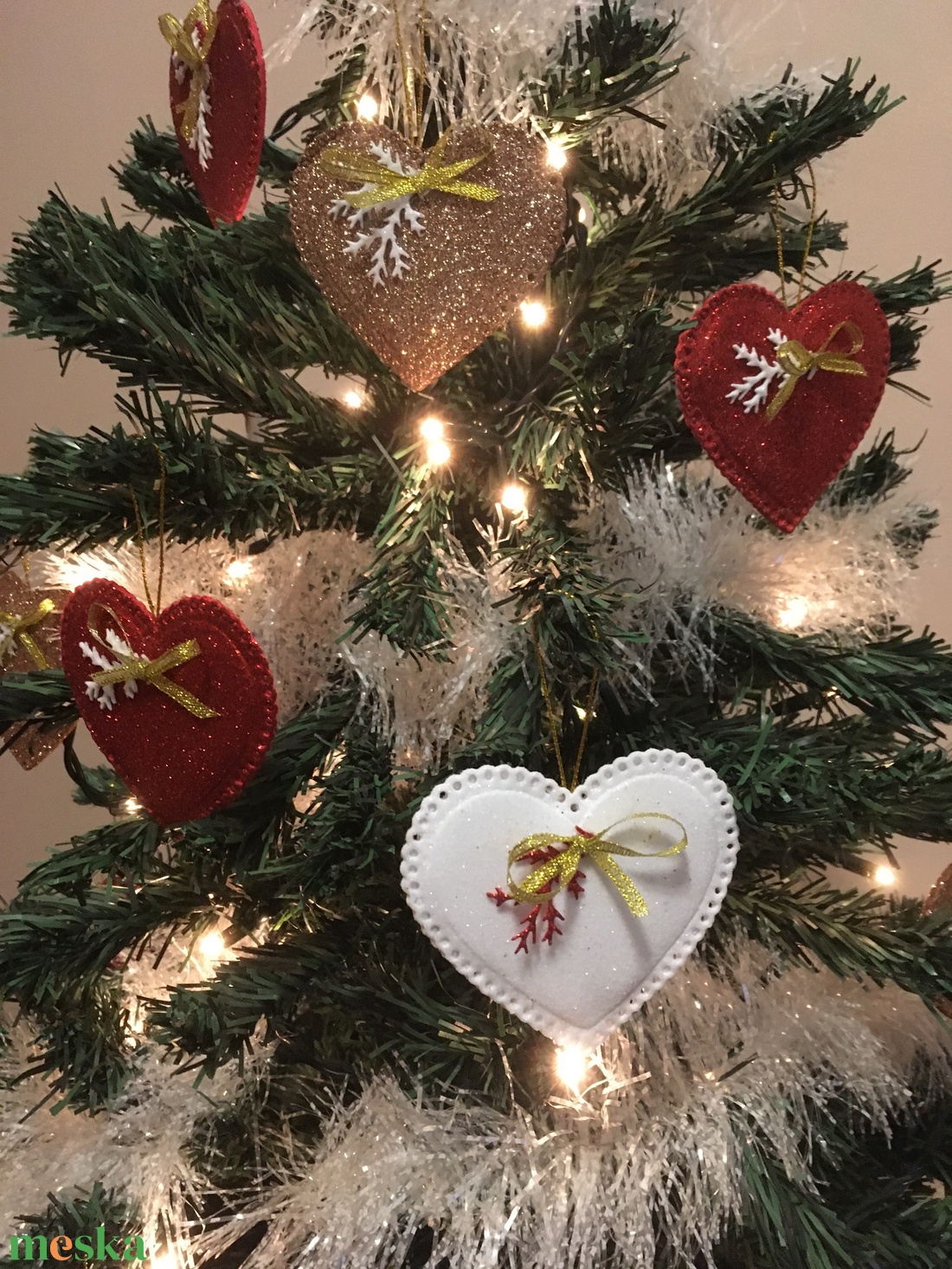Mézeskalács szív- szettben - karácsony - karácsonyi lakásdekoráció - karácsonyfadíszek - Meska.hu