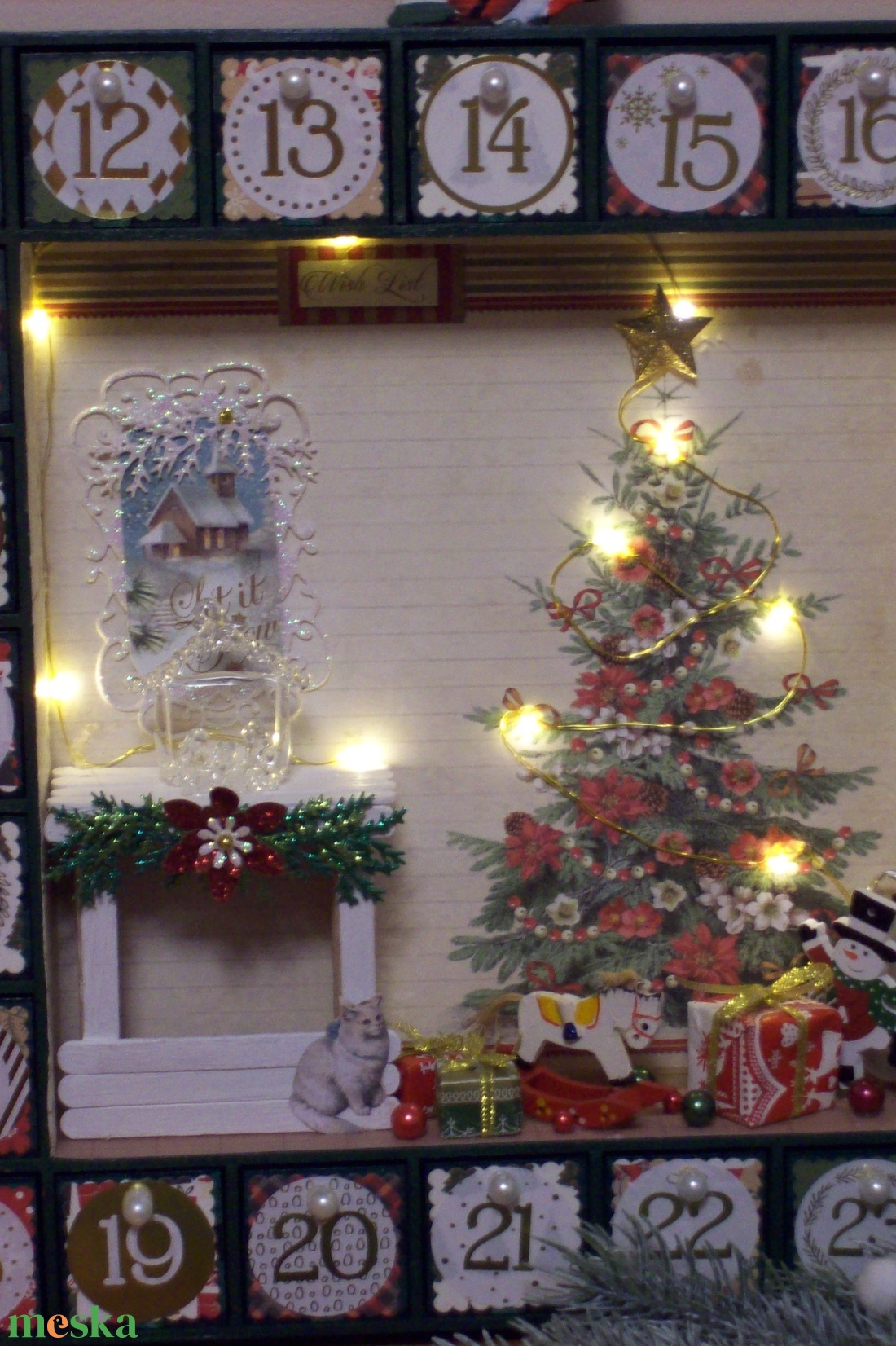 Adventi kalendárium- karácsonyi szobabelső  - karácsony - adventi díszek - adventi naptár - Meska.hu