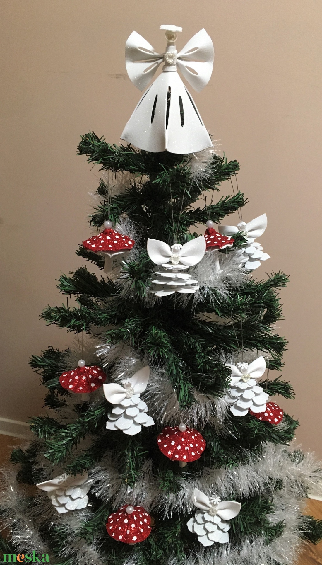 Gomba-angyal karácsonyfadísz szettben  - karácsony - karácsonyi lakásdekoráció - karácsonyfadíszek - Meska.hu