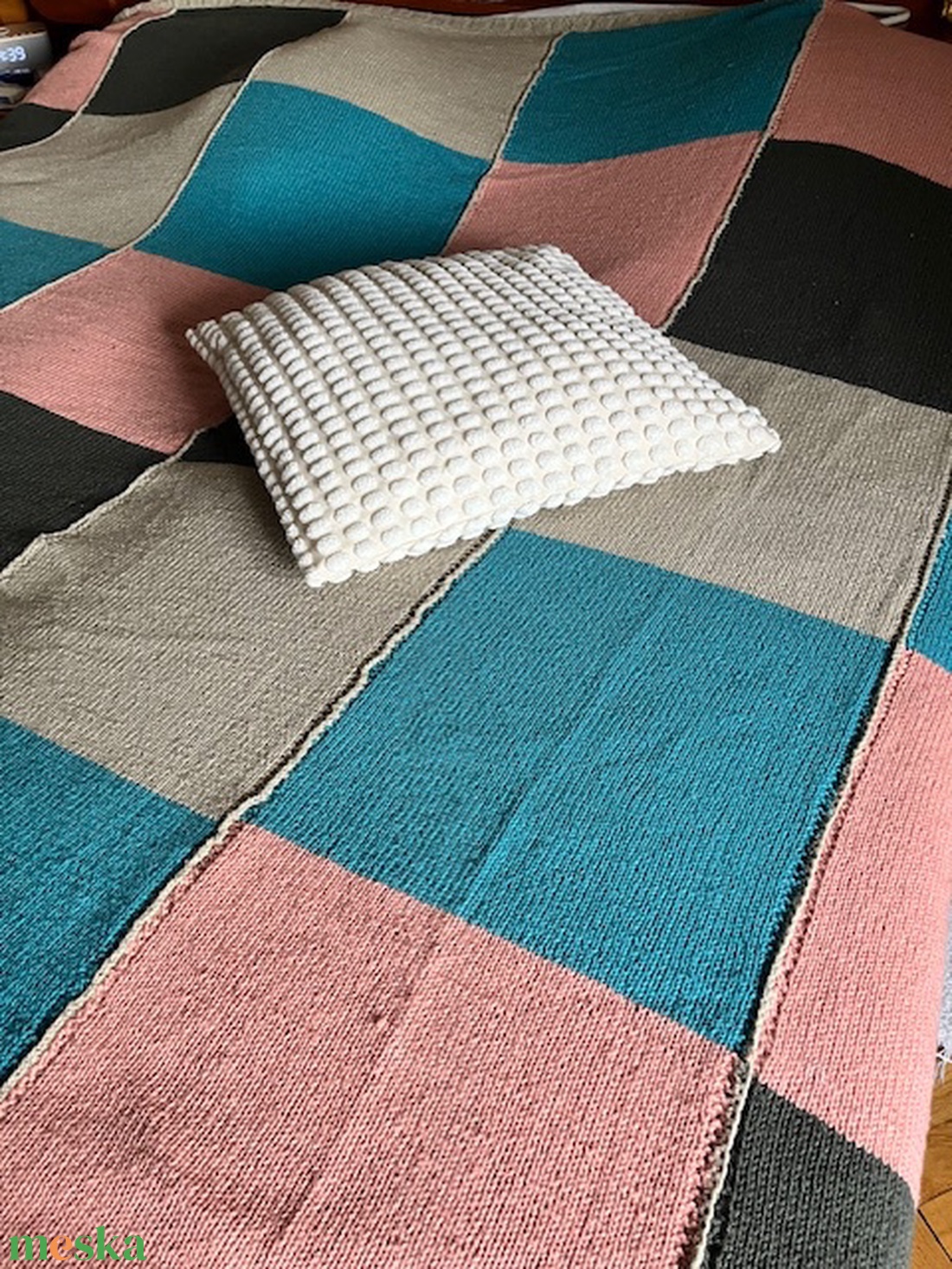 Kötött ágytakaró 200x200 cm - otthon & életmód - lakástextil - ágytakaró - Meska.hu