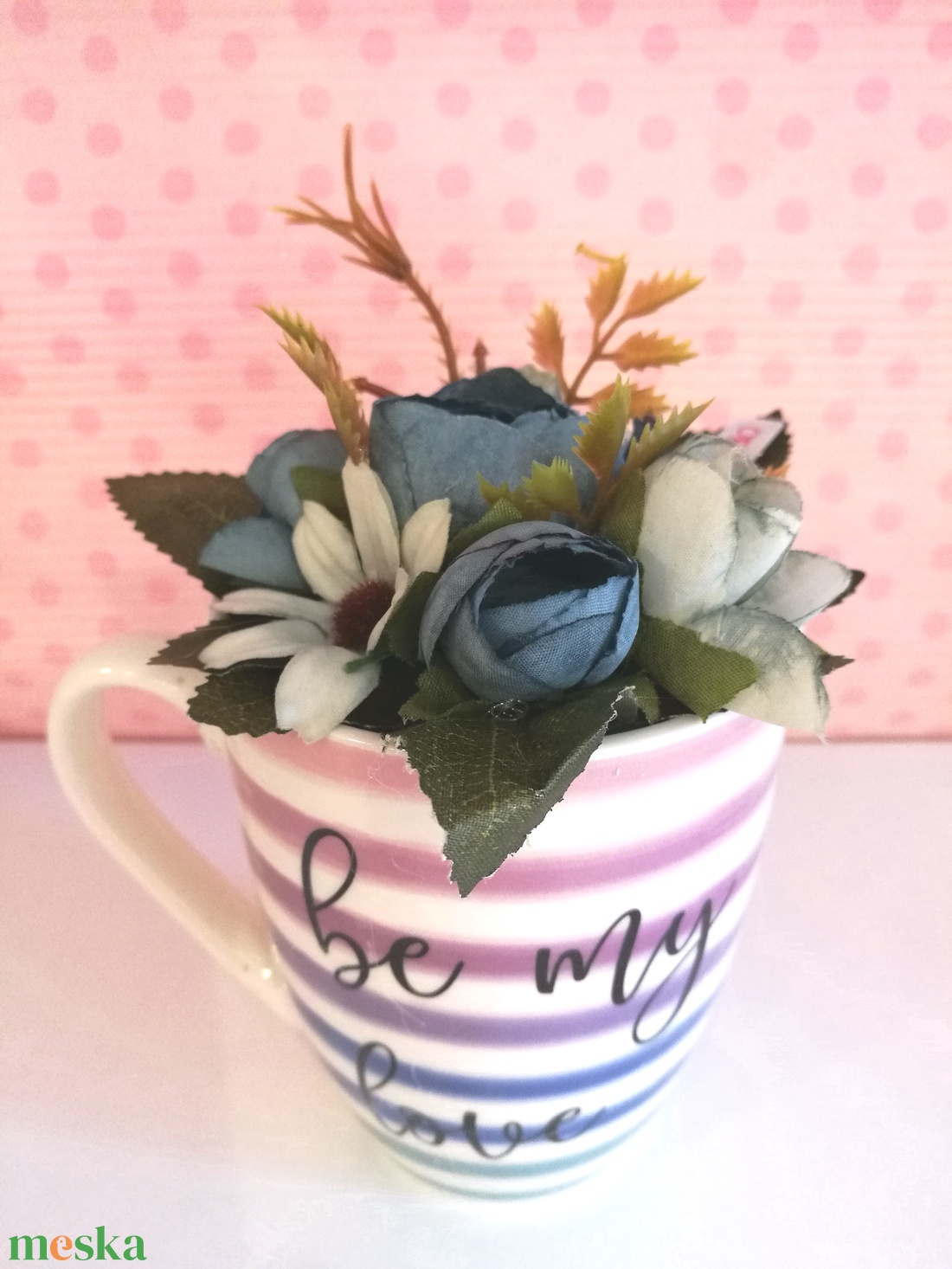 Kézműves virágdísz bögrében - otthon & életmód - dekoráció - Meska.hu