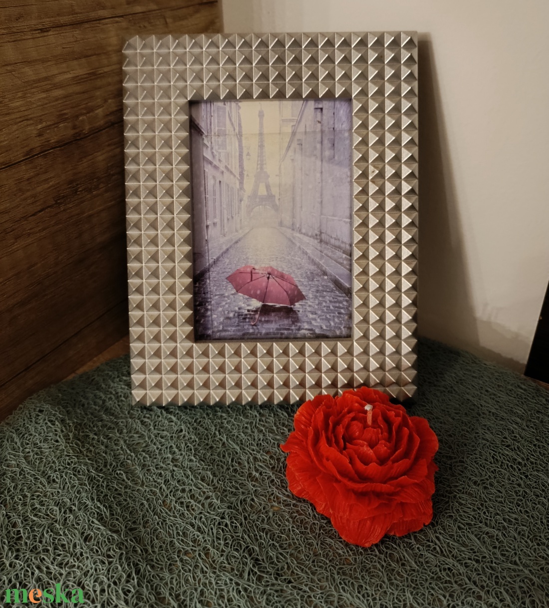 Rózsa gyertya díszdobozban - kellékek & szerszámok - dekorációs kellékek - dekorációs gyertya - Meska.hu