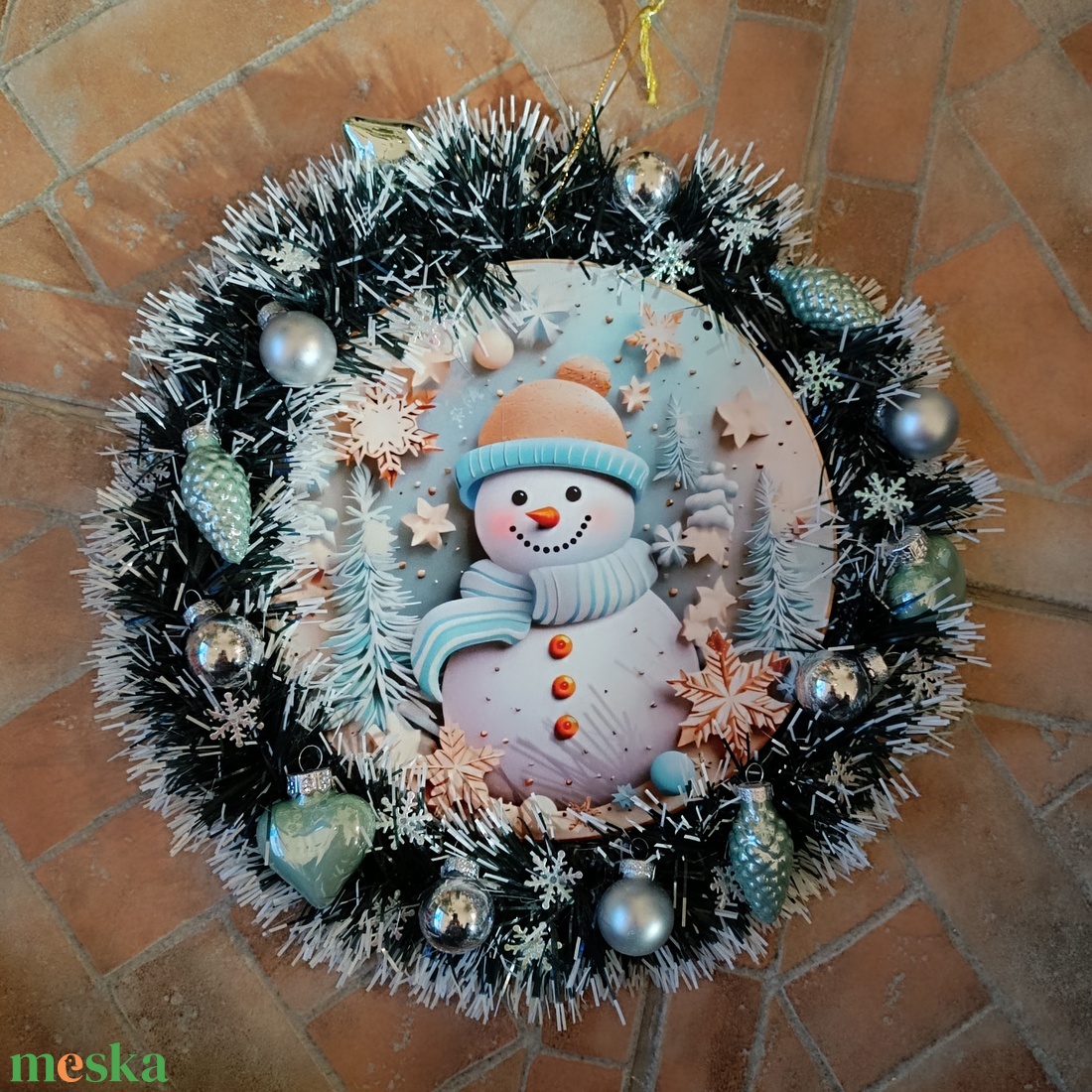 Téli ajtódísz / Karácsonyi kopogtató - karácsony - adventi díszek - adventi ajtódísz - Meska.hu