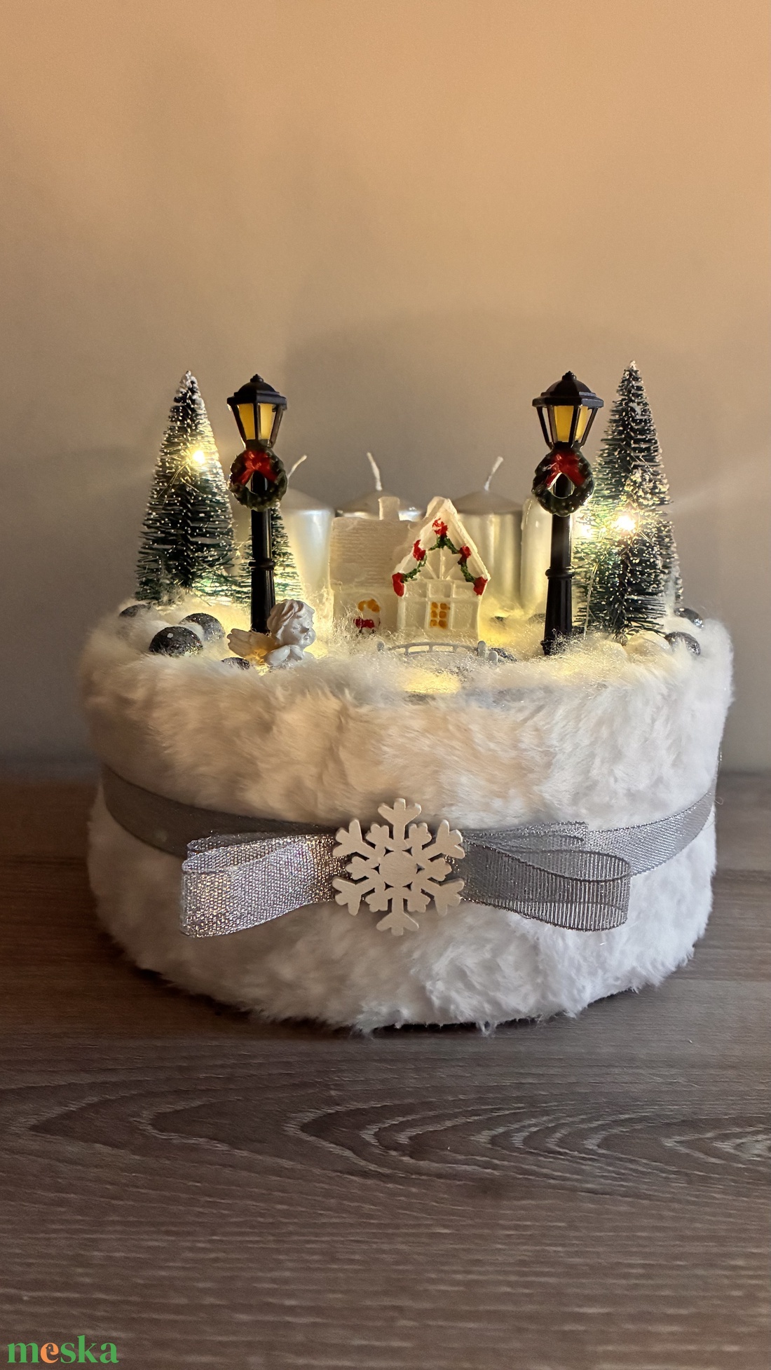 Ezüst fenyves  - karácsony - adventi díszek - adventi asztaldísz - Meska.hu