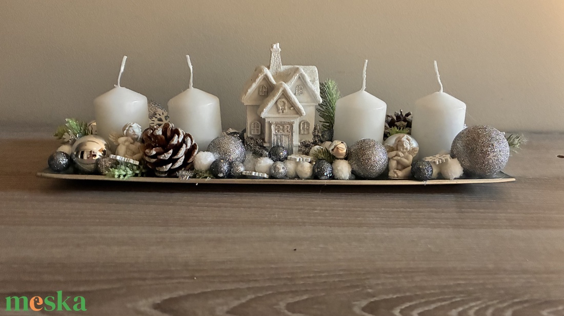 Ezüst elegancia - karácsony - adventi díszek - adventi asztaldísz - Meska.hu